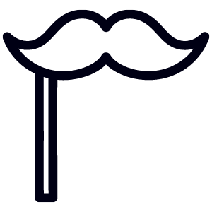 Illustration of a moustache on a stick