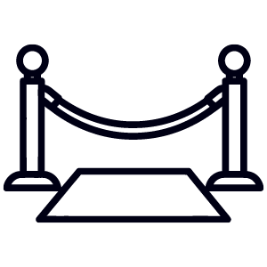 Velvet rope barrier with red carpet.